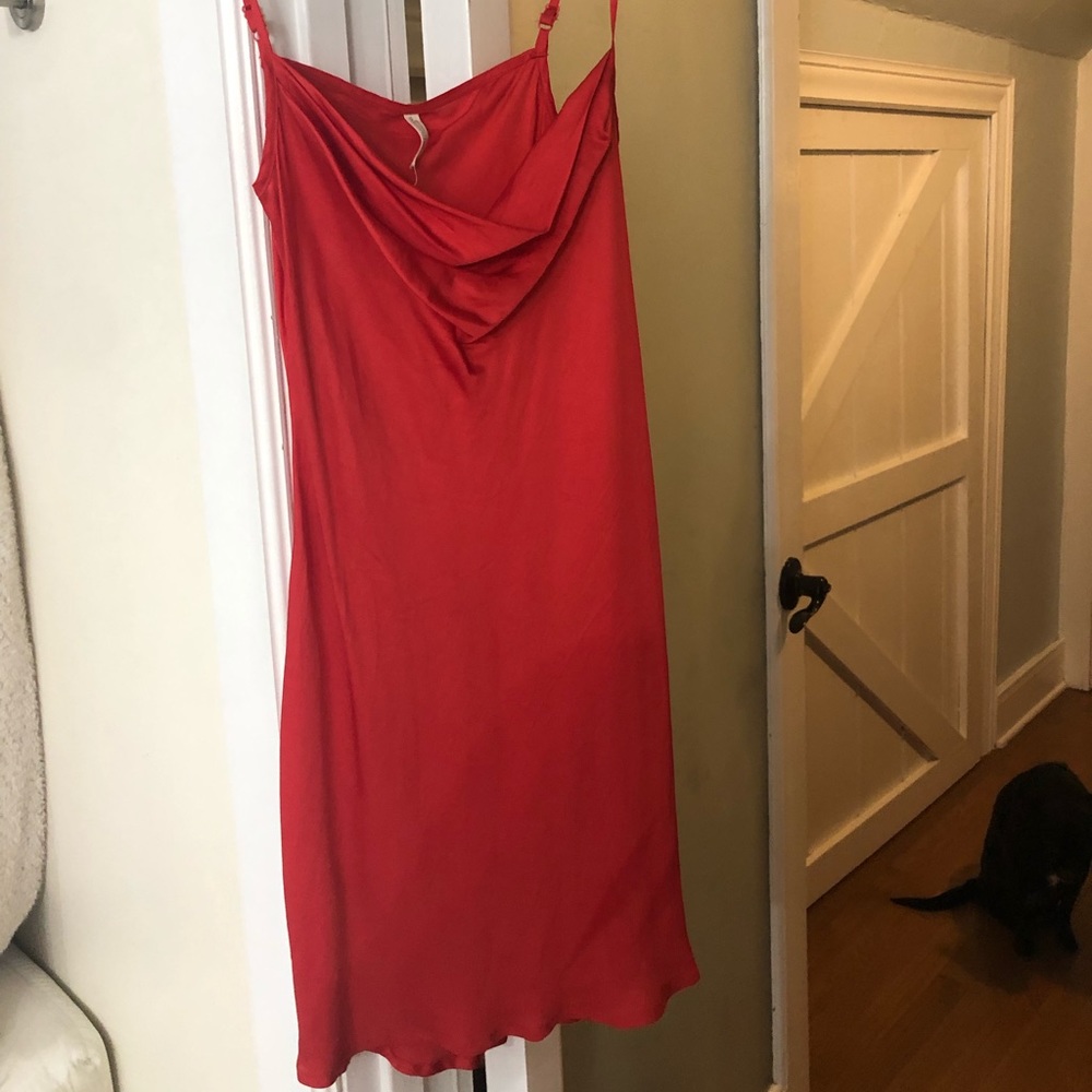 Silk Cowl neck spaghetti strap mini dress